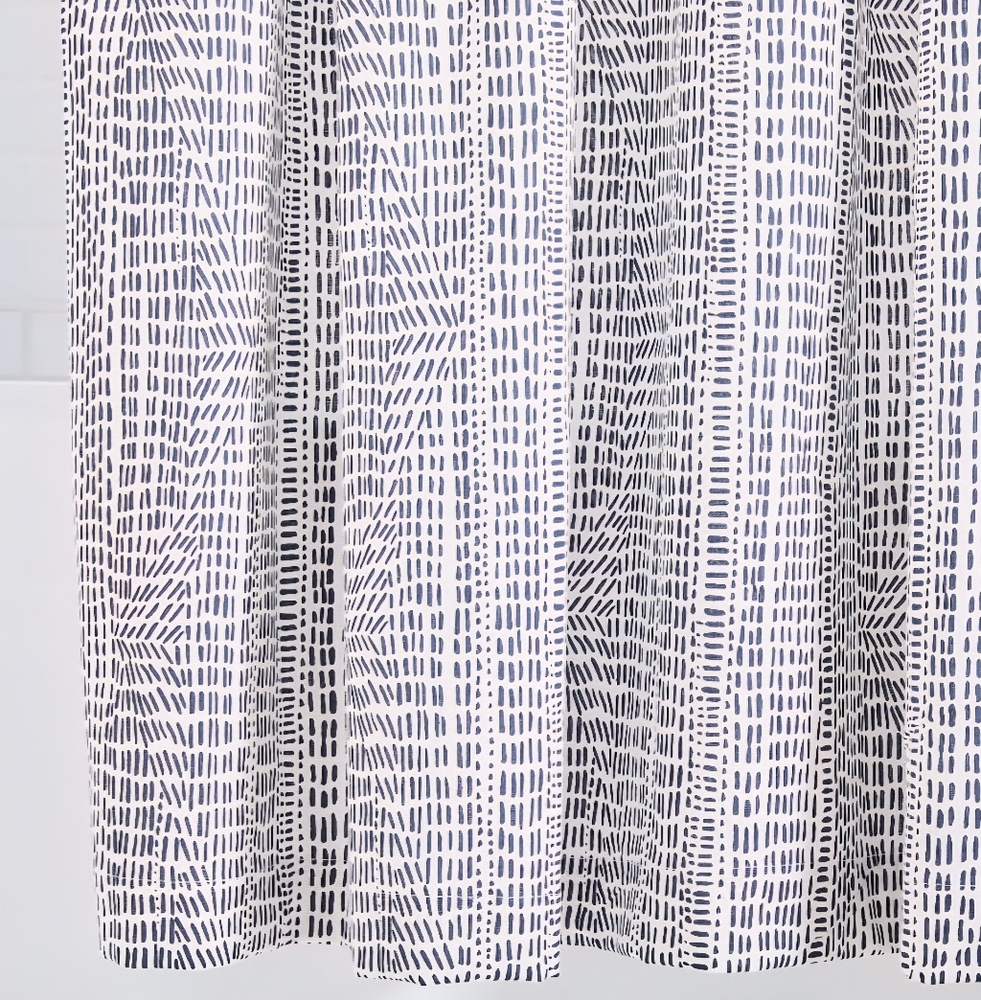 Brand New! West Elm Bomu midnight Shower Curtain 72 x 74"